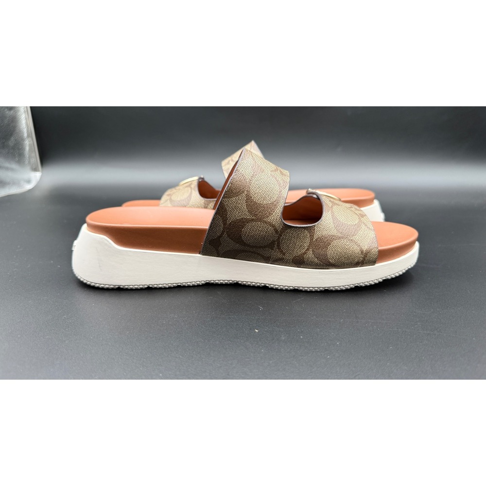 Coach Irene Signature Canvas Platform Slide Sandals Brown Tan G5137 Womens 8B - Picture 4 of 10